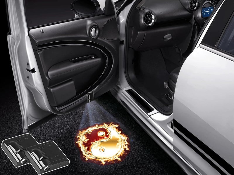 NewL 2 Pcs Led Car Door Welcome Light for Fire Tai Chi Logo Symbol Projector Lights Ghost Shadow Light - Image 1
